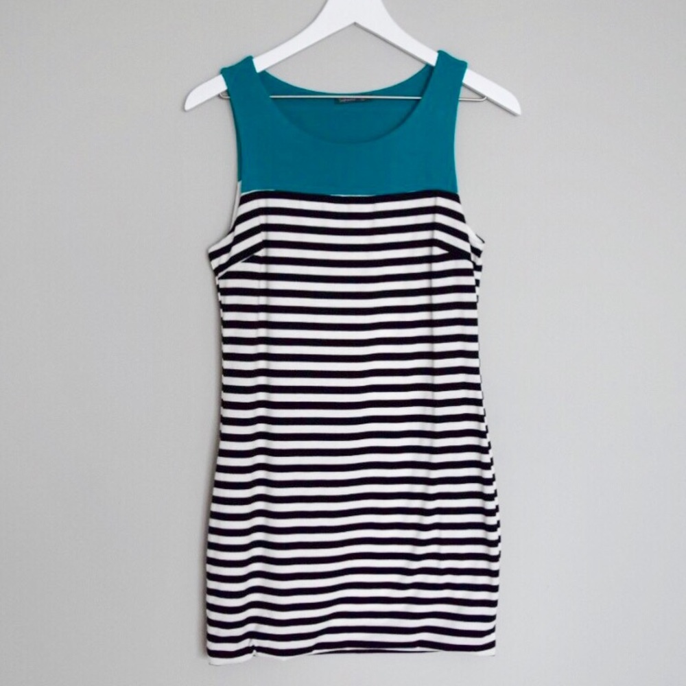 Black & White Striped Bubble Hem Dress